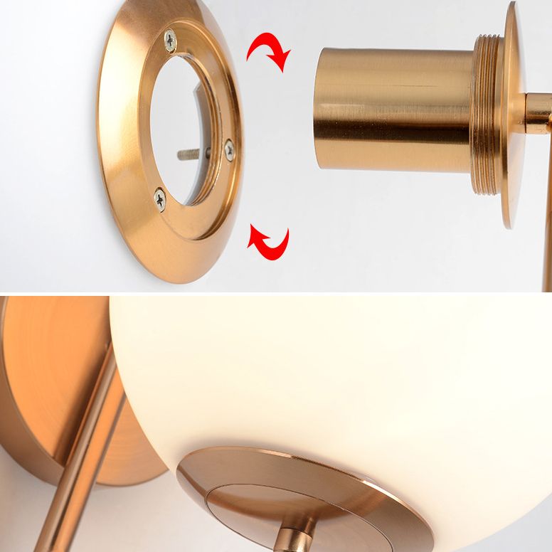 Globe White Glass Wall Light Nordic Simplicity Style Single Light Wall Sconce in Gold