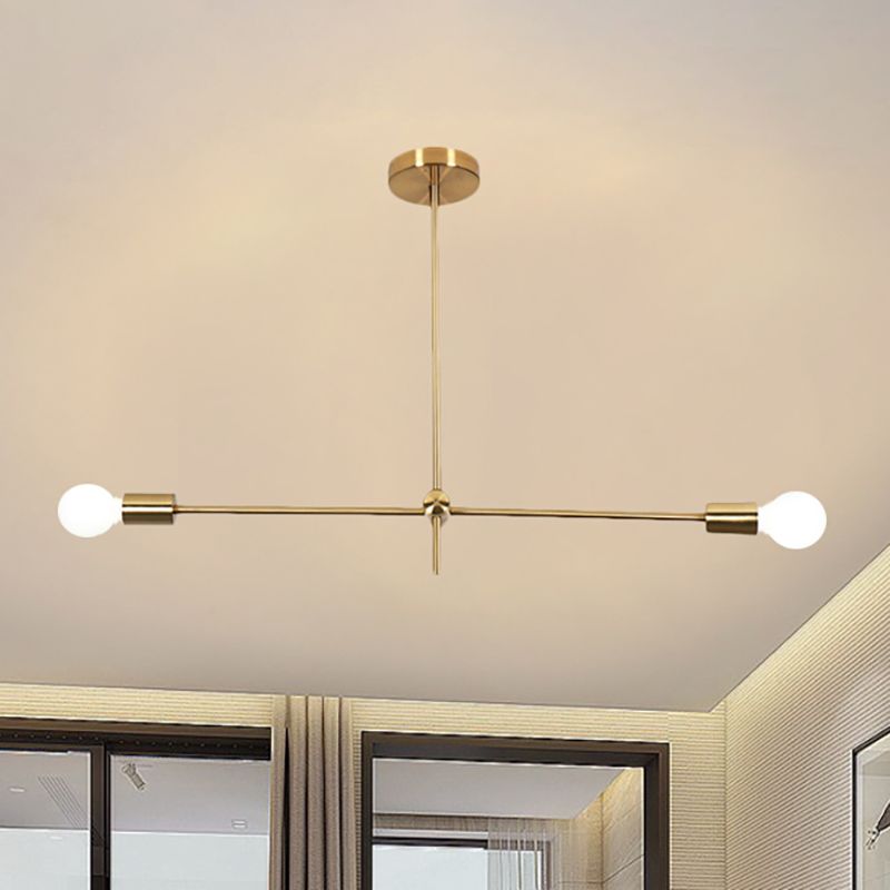 Mid -secolo Exposed Bulb lampadario Light Metal 2/4/6 Luci soggiorno Lampada sospesa in oro
