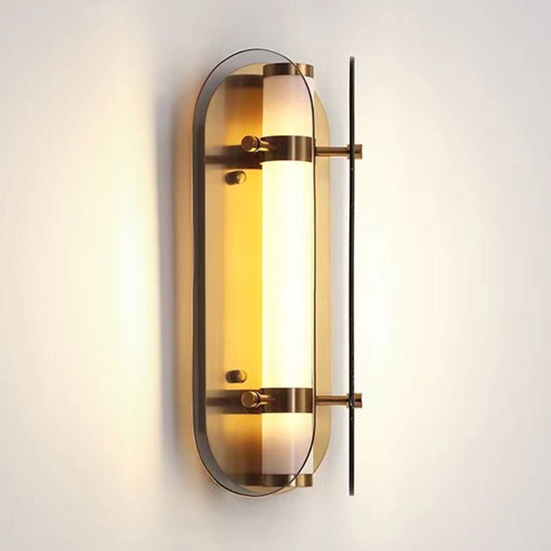 Modern Glass Wall Sconce Cylinder Shape Wall Light with Acrylic Shade for Living Room