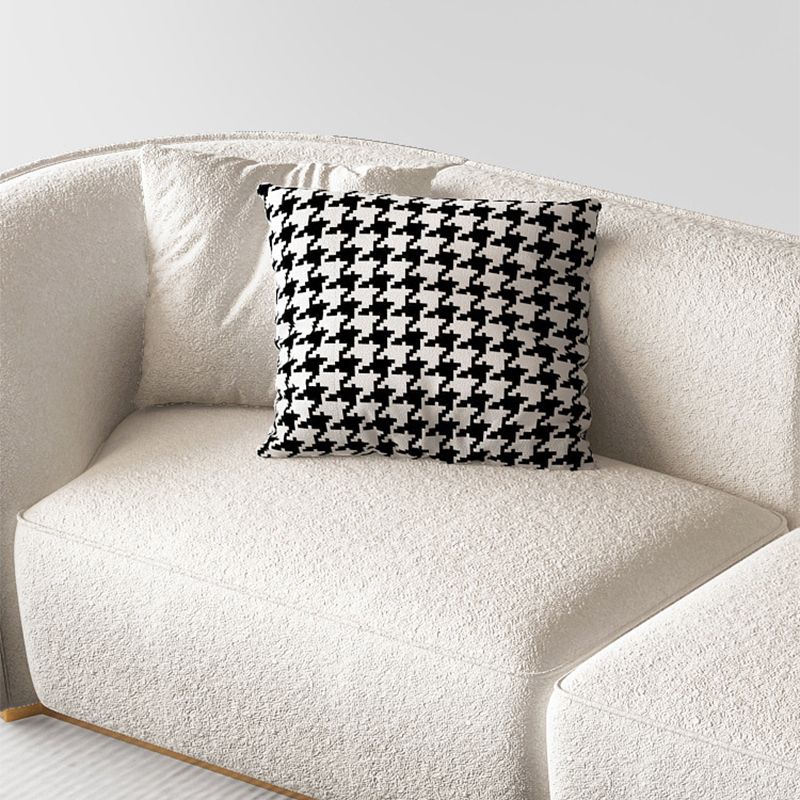 Scandinavian Curved Sectional Sofa Sloped Arm Sofa & Chaise with 3 Pillows