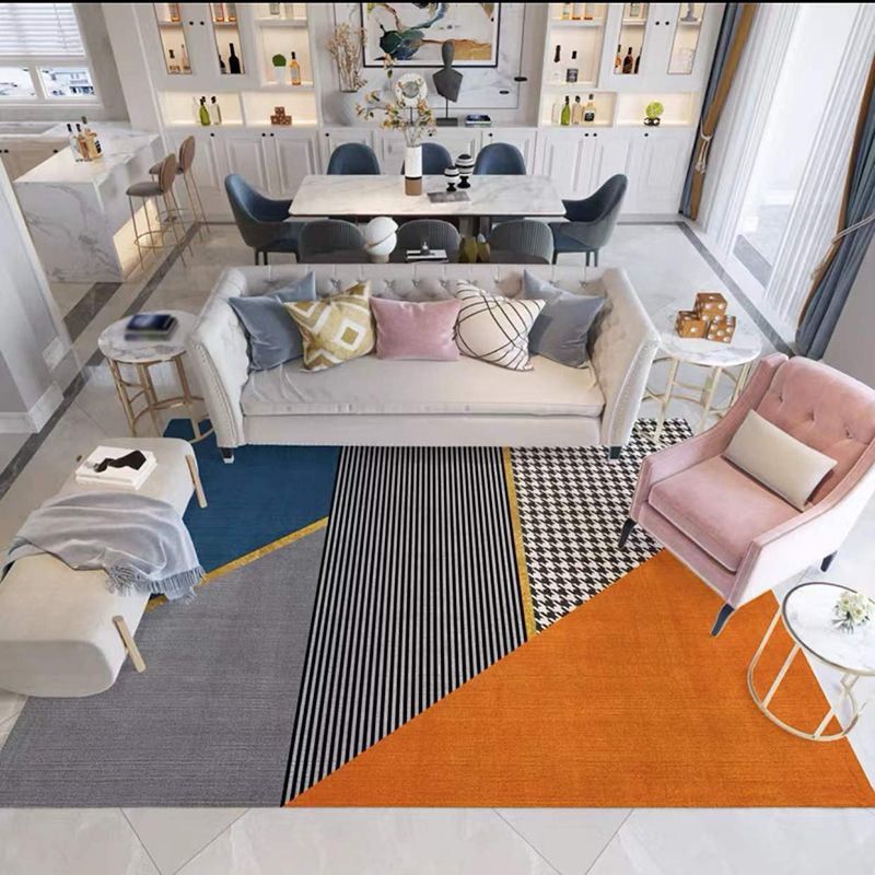 Dark Gray Simple Rug Polyester Moon Area Rug Non-Slip Backing Rug for Home Decor