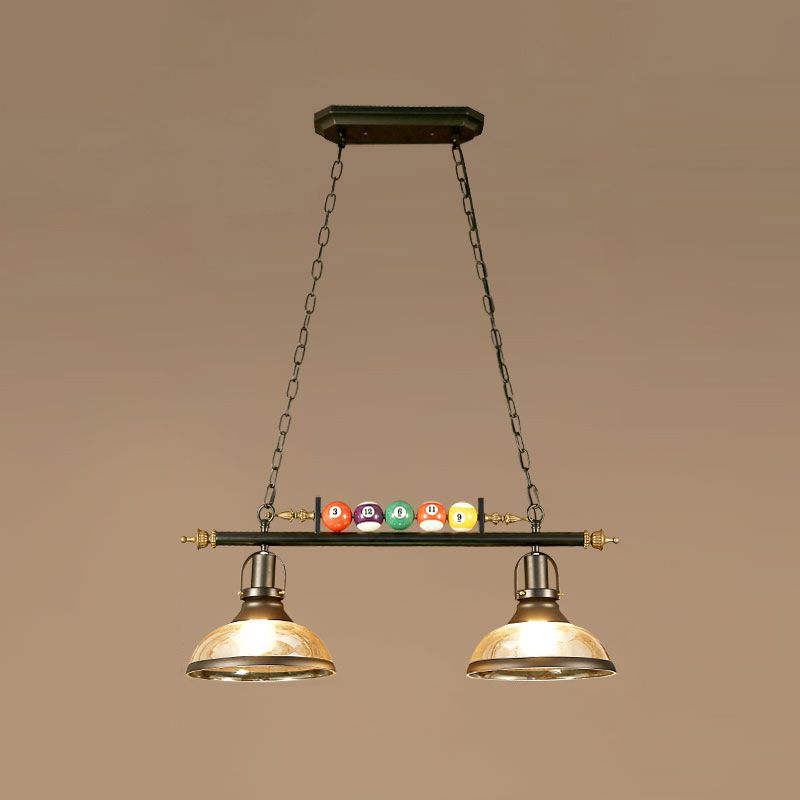 Metal Black Finish Island Lamp Shaded Industrial Style Hanging Light with Billiard Ball Deco