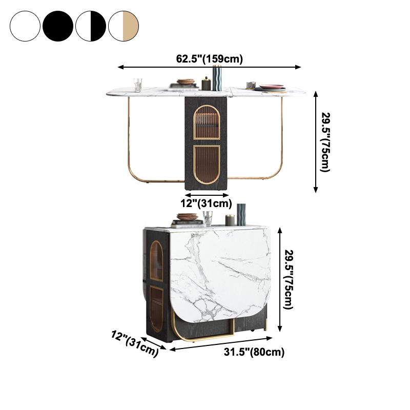 Moderne stijl rechthoekige 63 "eettafel Gesinterde stenen eettafel met druppelblad voor thuis