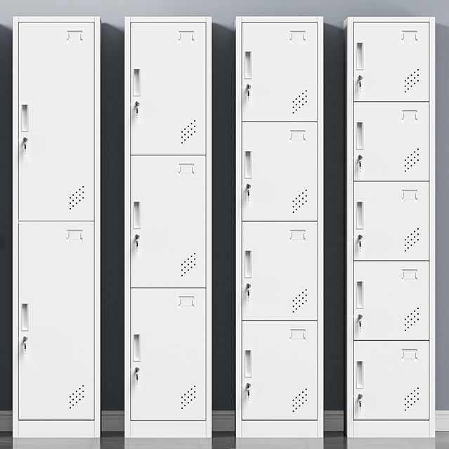 Grey and Black Non-Hanging Armoire Modern Metal Storage Cabinet with Doors