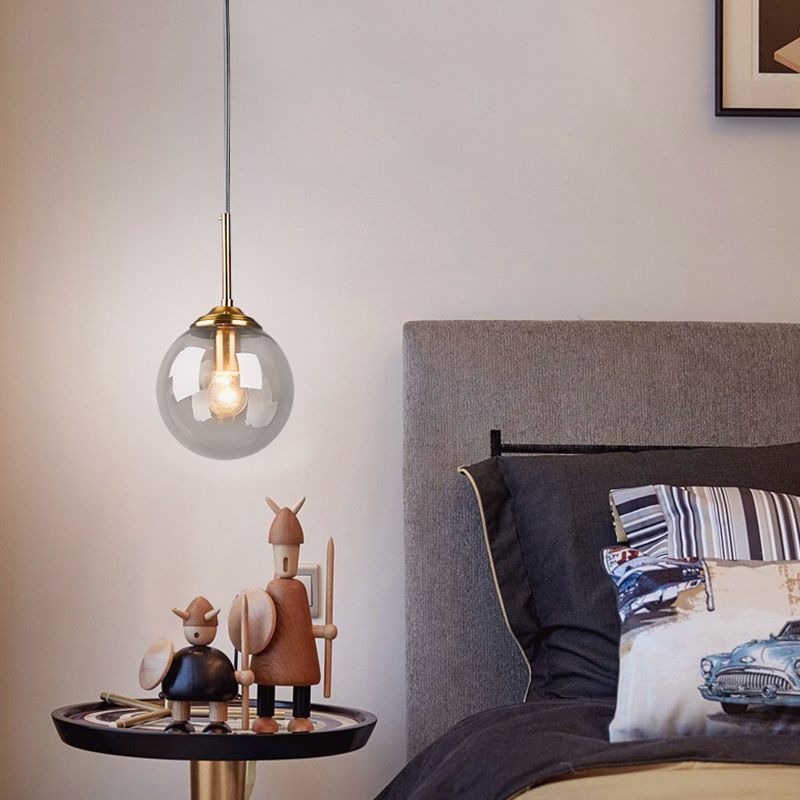 Luce a sospensione del globo contemporaneo/vetro grigio trasparente/fumio 1 camera da letto a sospensione lampada a sospensione