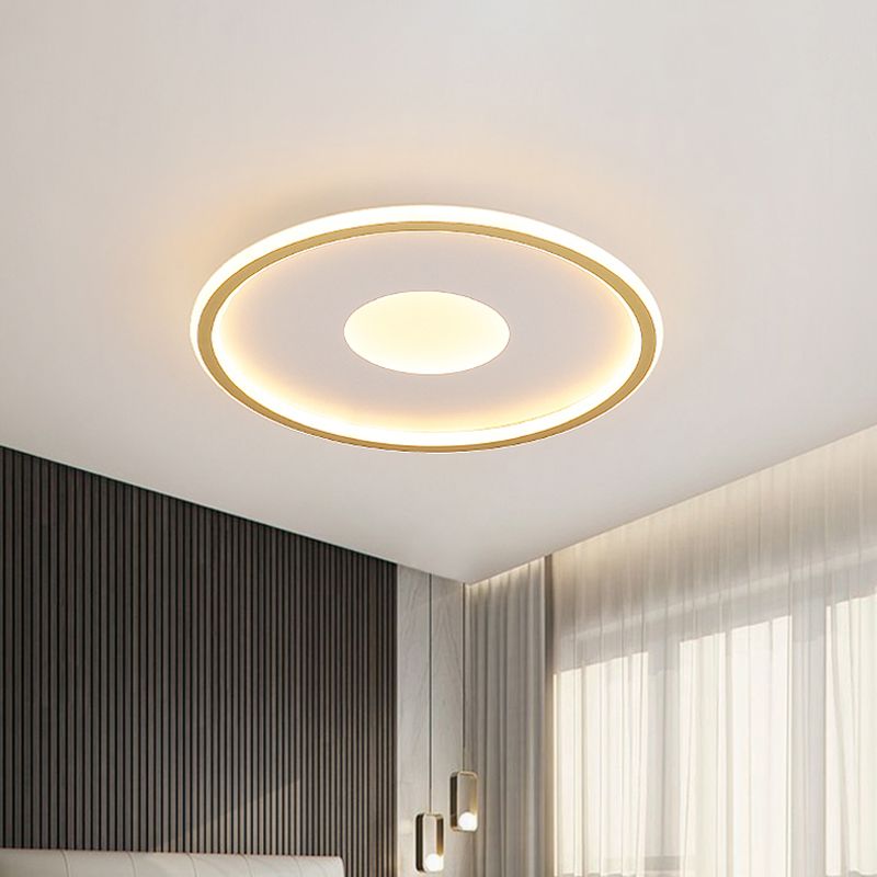 Disk-Shaped Ultrathin Ceiling Lighting Minimalist Acrylic Black/Gold LED Flush Mount for Bedroom, 12"/19.5"/23.5" Dia