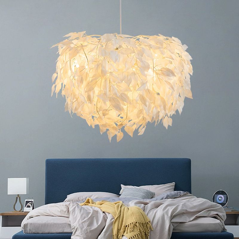 Sphere Feather Chandelier Pendant Light Contemporary Bedroom Suspended Lighting Fixture
