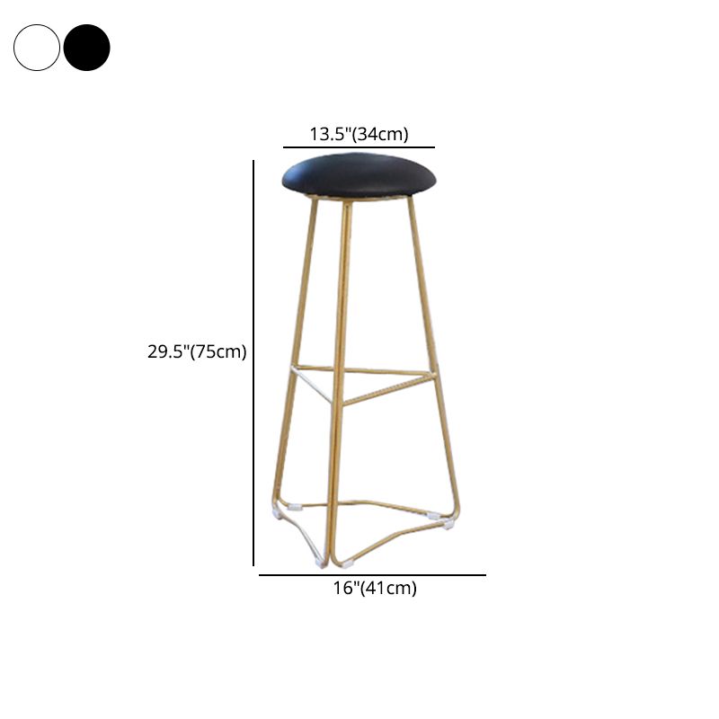 Contemporary Bar and Counter Stool Backless Stool with Metal Base