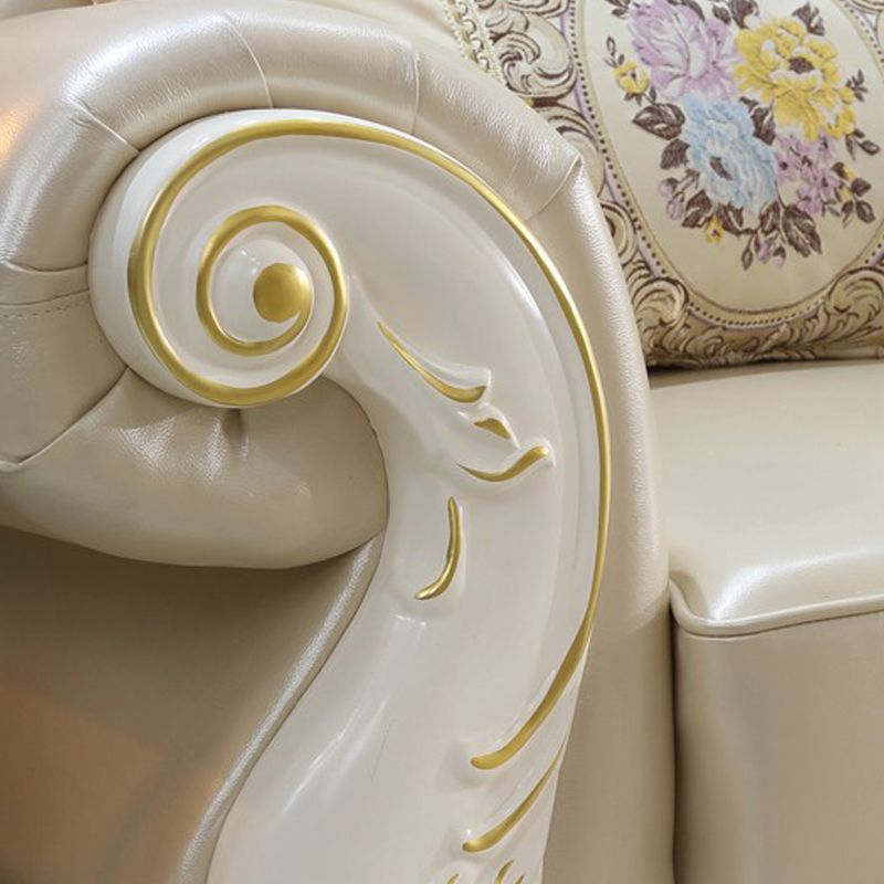 Rustic Tufted Nailhead Sectional Flared Arm Genuine Leather Sectional