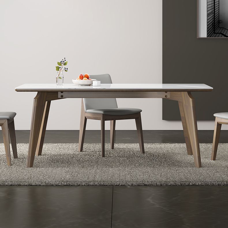 Modern 1/4/5 Pieces Dining Sintered Stone Dining Table Set with Wooden Legs for Home