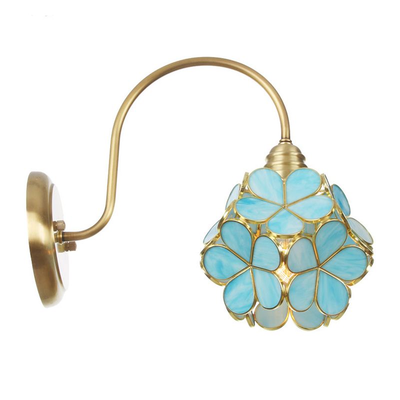 Bloemachtige wandverlichting Minimalistisch metaal 1 Lichte woonkamer SCONCE LIMMUTER MET WIT/ROZE/BLAUWE GLASS TADHE