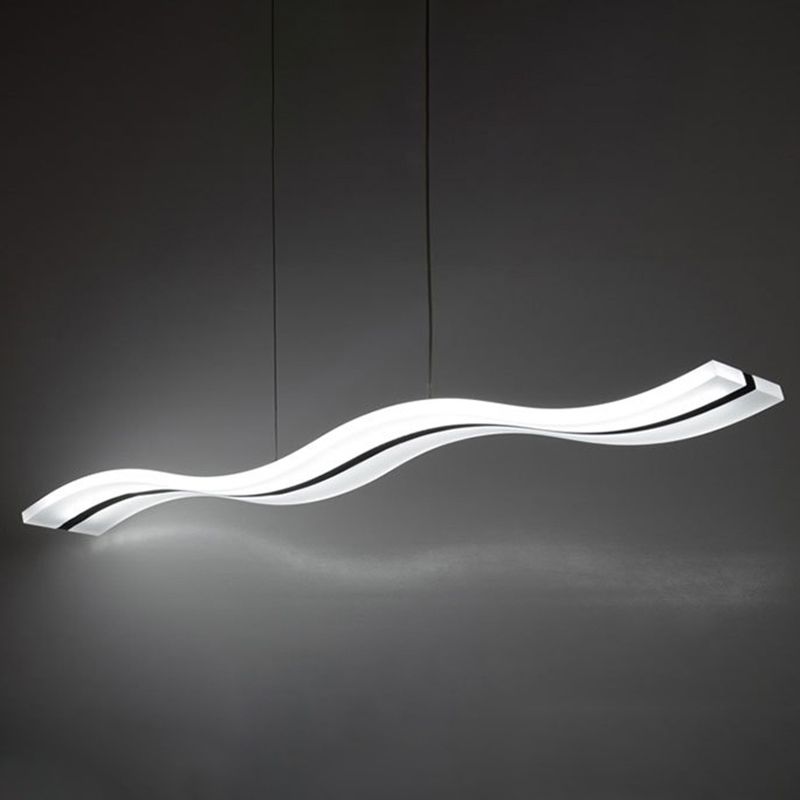 39.3" Length Wave Shaped LED Island Light Nordic Simplicity Style Long Strip Acrylic Lighting Fixture for Kitchen Bar