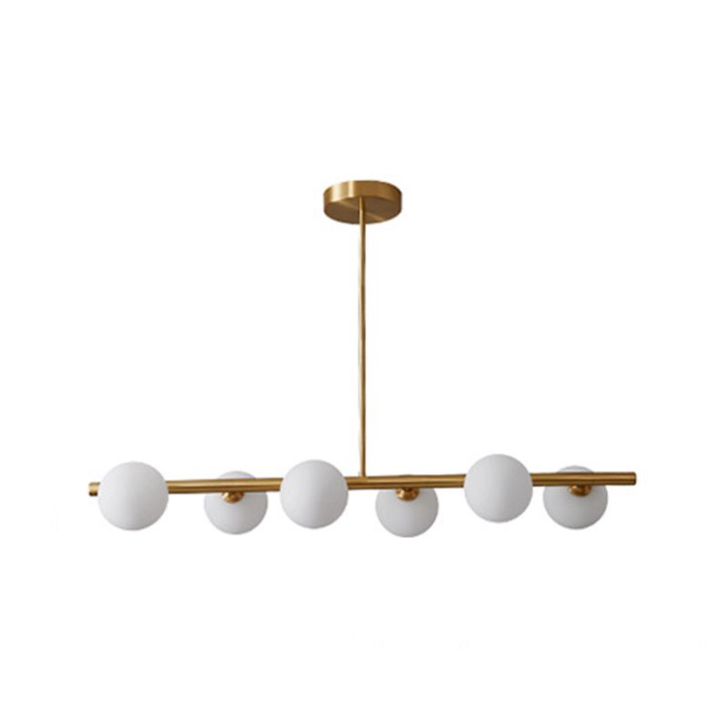 Gold Island Lights modernas lámparas colgantes de restaurantes múltiples con sombra de vidrio de globo