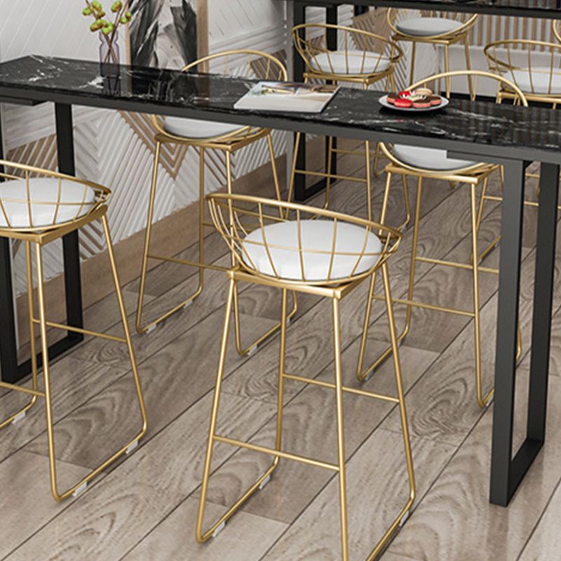 Faux Marble Table Modern Style Bistro Bar Table with Sled Base