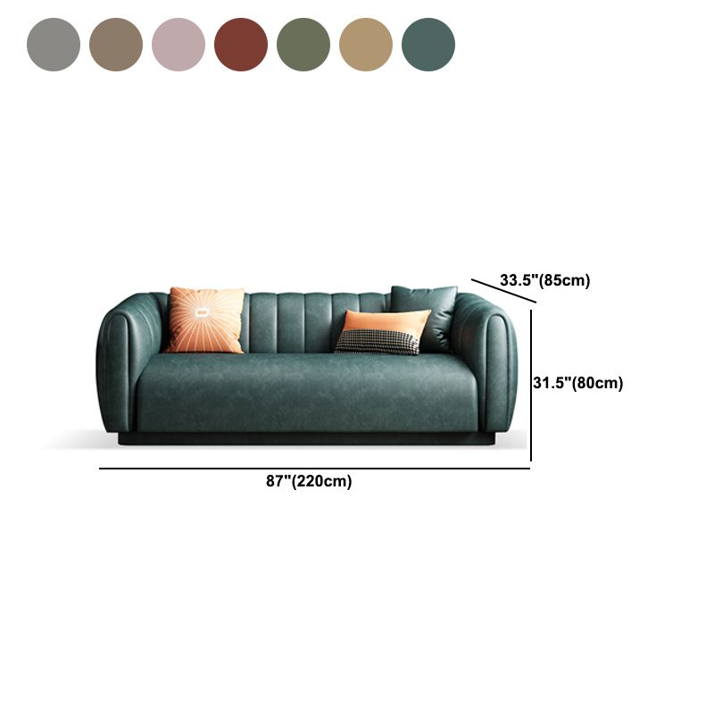 Contemporary 31.5" H Faux Leather Tuxedo Arm Sewn Pillow Back Sofa