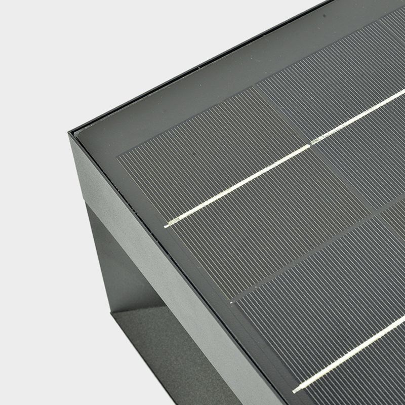 Modern Solar Energy Pillar Lamp Square Black Outdoor Light for Garden