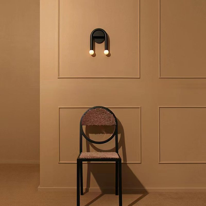 Modernism 2-Light Black Wall Mounted Sconce Metal Wall Light for Bedroom