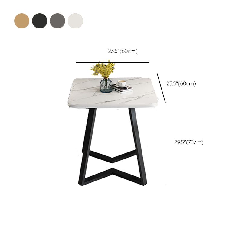 Modern Wood Dining Table Square Dining Table with Double Pedestal for Home