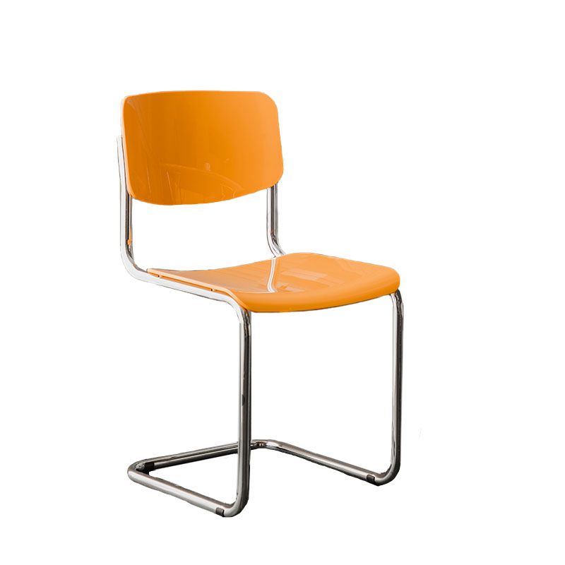 Contemporary Style Armless Chair Plastic Open Back Side Chair with Metal Base