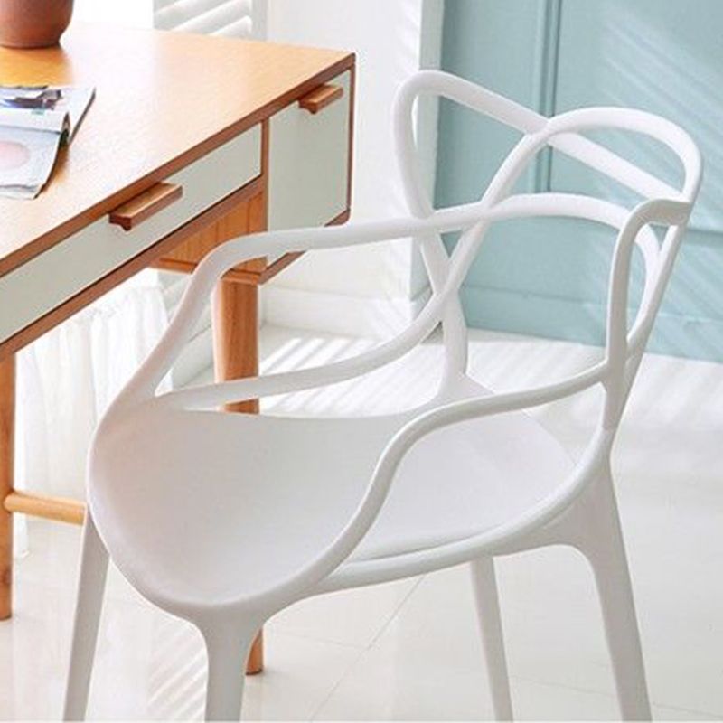 Contemporary Style Dining Armchair Plastic Open Back Dining Chair