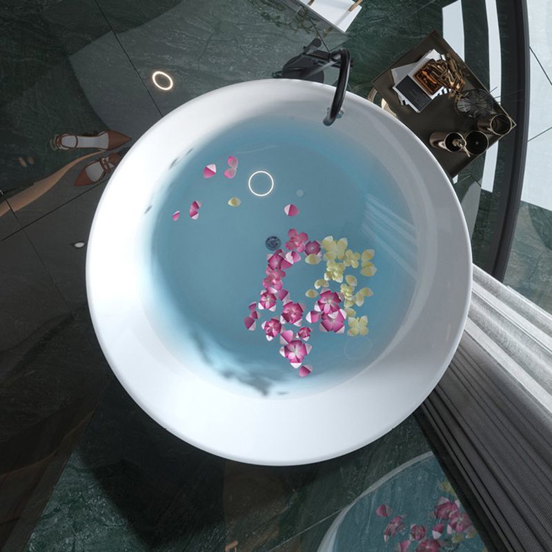 Bathroom Acrylic Round Bath Tub Soaking Stand Alone Tub with Drain