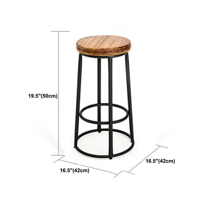 Industrial Solid Wood Bar & Counter Stool Round Cafe Counter Chair in Natural