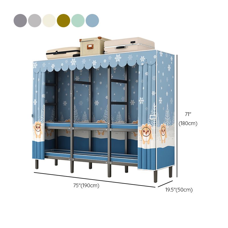 Modern Style Freestanding Wardrobe Armoire Metal Wardrobe with Shelves and Clothes Rail