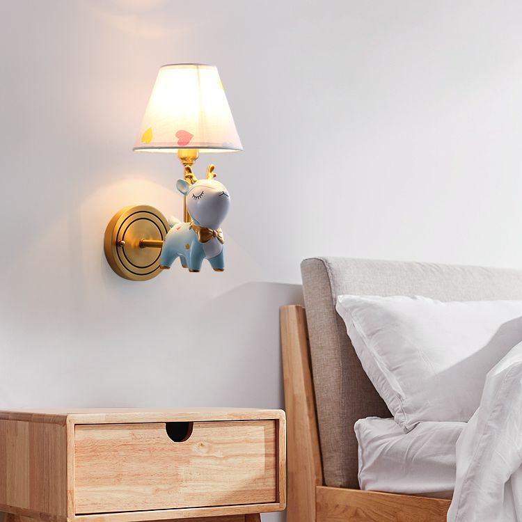 Minimalist Style Wall Sconce Lighting Deer Sconce Light Fixture with Fabric Shade