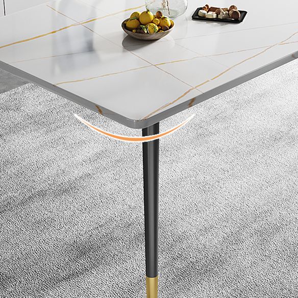 Minimalist Sintered Stone White Dining Set Standard Rectangle Shape Dining Set for Kitchen