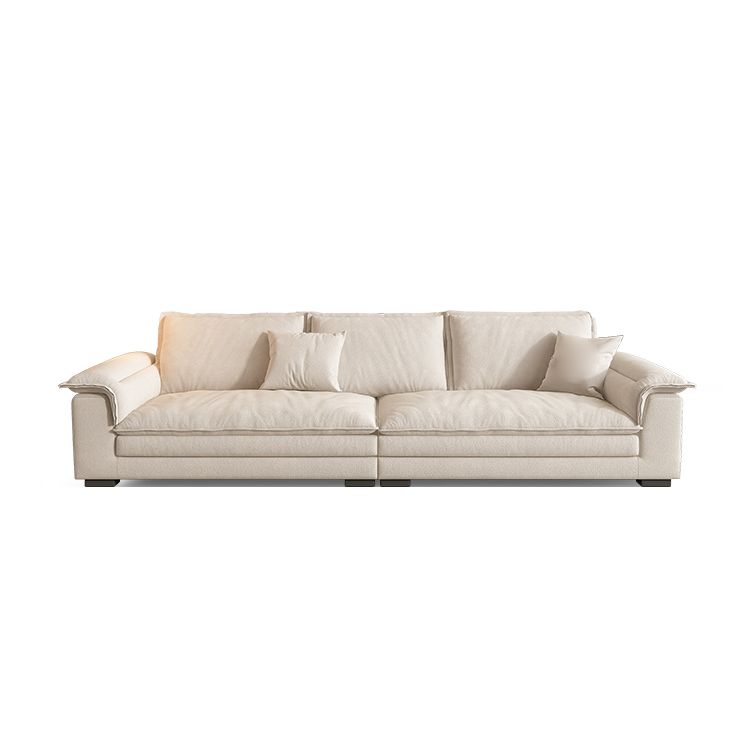 Contemporary Solid Wood Pillow Top Arm Stain Resistant Fabric Sofa in Beige
