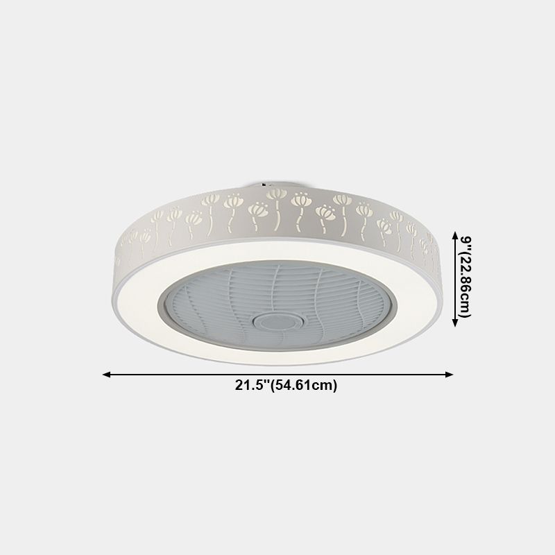 Illuminazione a ventola rotonda saldata fredda minimalista acrilico bianco semifulco per camera da letto