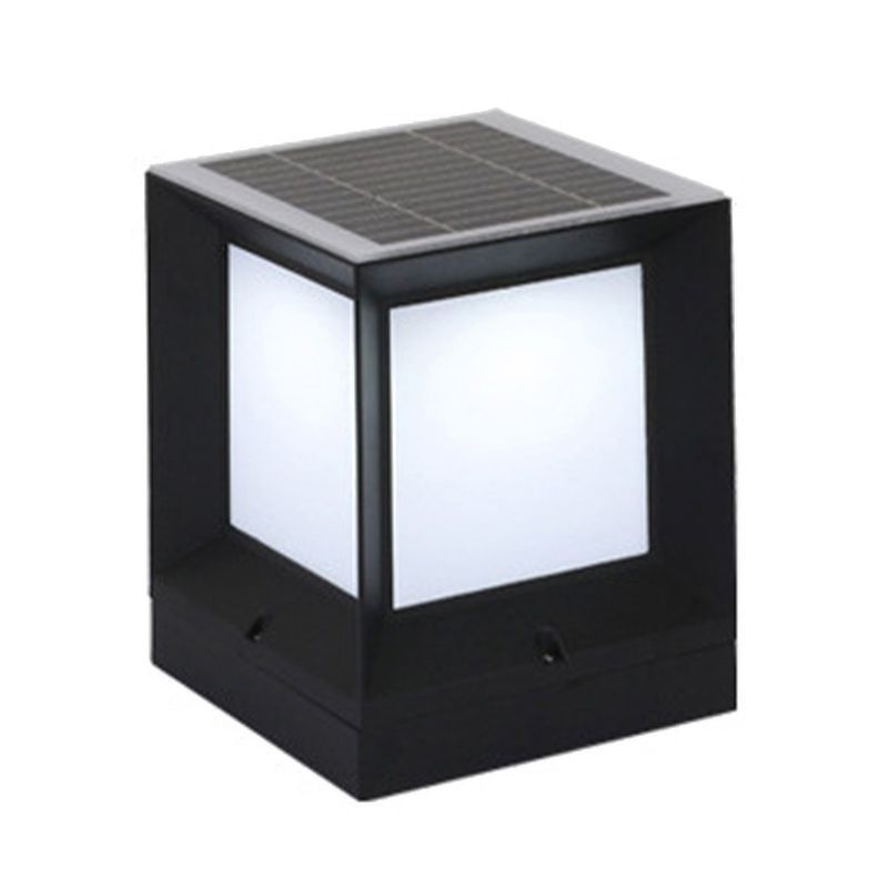 Nordic Style Aluminum Outdoor Light Rectangle Shape Solar Energy Pillar Lamp for Outdoor
