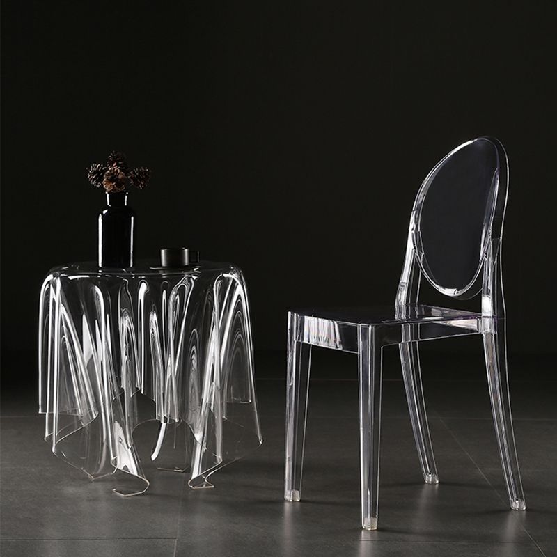 Silla de comedor de plástico sin brazos, sillas laterales de comedor con respaldo abierto para el hogar (juego de 4)