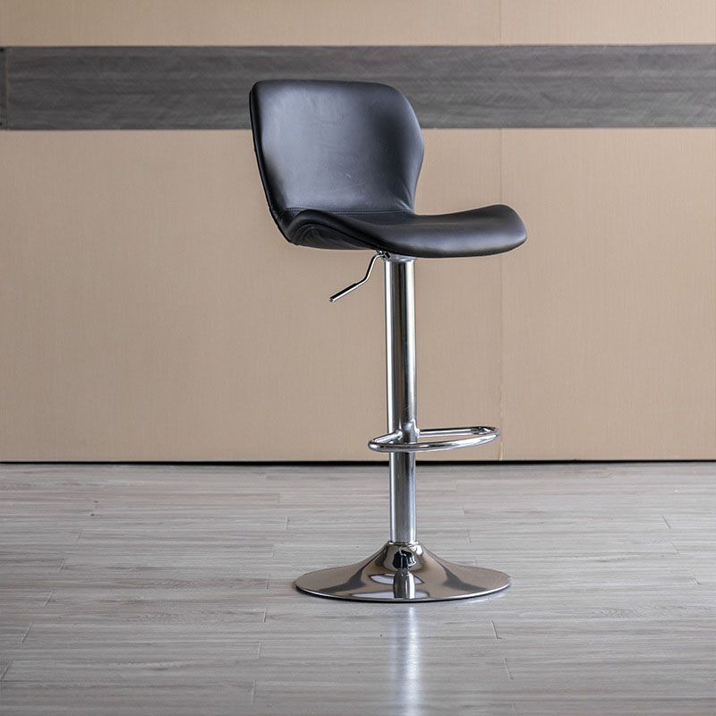 Contemporary Swivel Adjustable Height Stool Matte Finish Leather Barstool