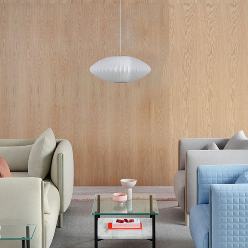Lámpara colgante de 1 luz de seda, iluminación colgante de estilo Asia para sala de estar