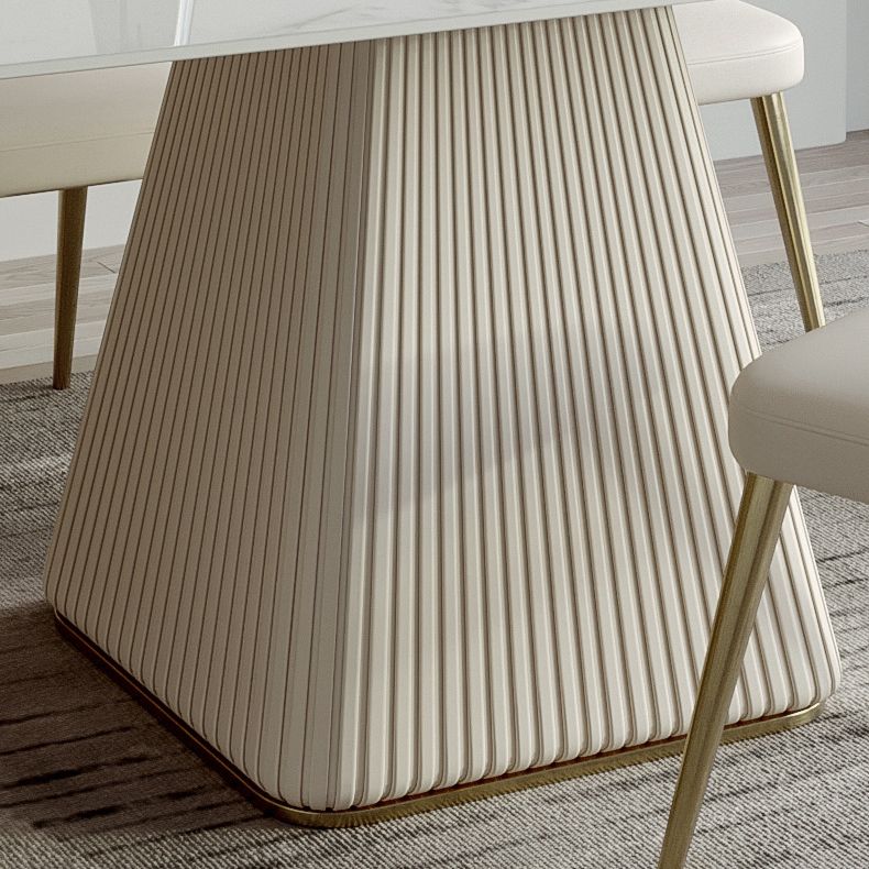 Glam Style Rectangle Table Set 1/4/5/6 Pieces Dining Set with Metal Legs