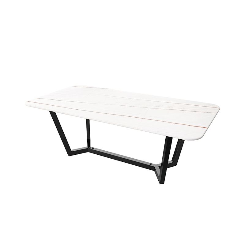 Sintered Stone Top Modern Table for Restaurant Oval Dining Table with Trestle Base