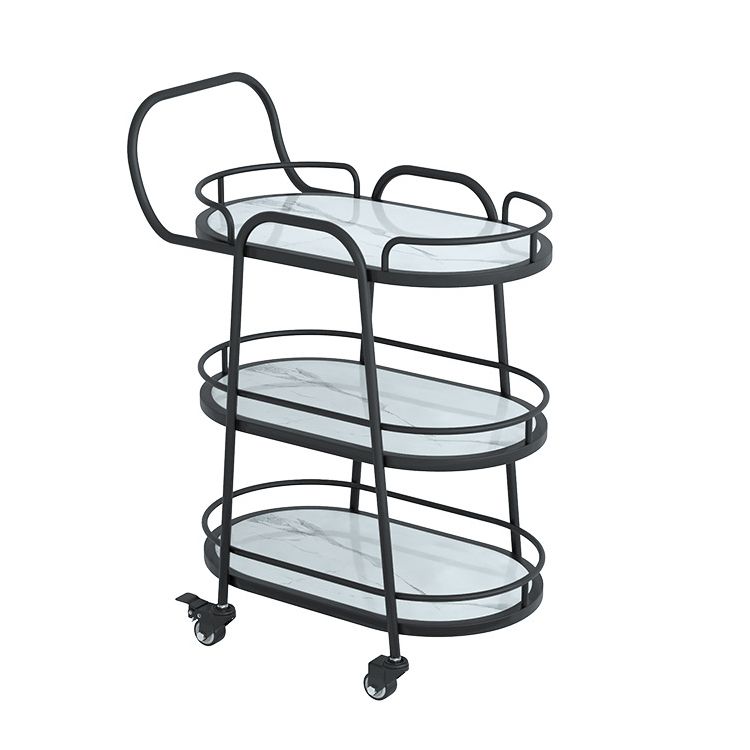 33.46" High Contemporary Style Oval Prep Table Rolling Metal Prep Table for Kitchen