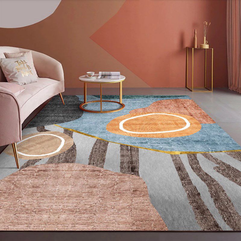 Simplicity Patchwork Rug Polyester Indoor Carpet Non-Slip Backing Area Rug for Home Decoration