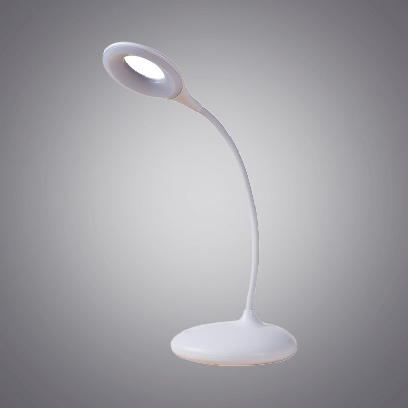 Brown/White Circle Shade Adjustable Table Light Contemporary LED Desk Lamp for Study