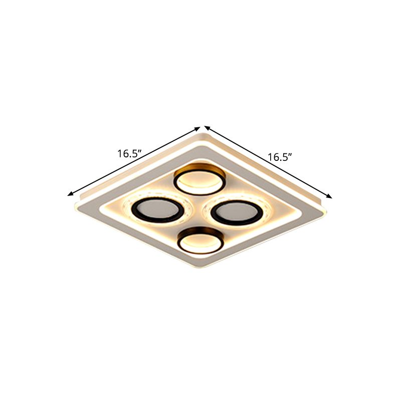 16.5 "/20.5" W Nordic Squared Flush Lamp Acryl Slaapkamer LED Plafond Verlichting in zwart en wit, 3 kleuren