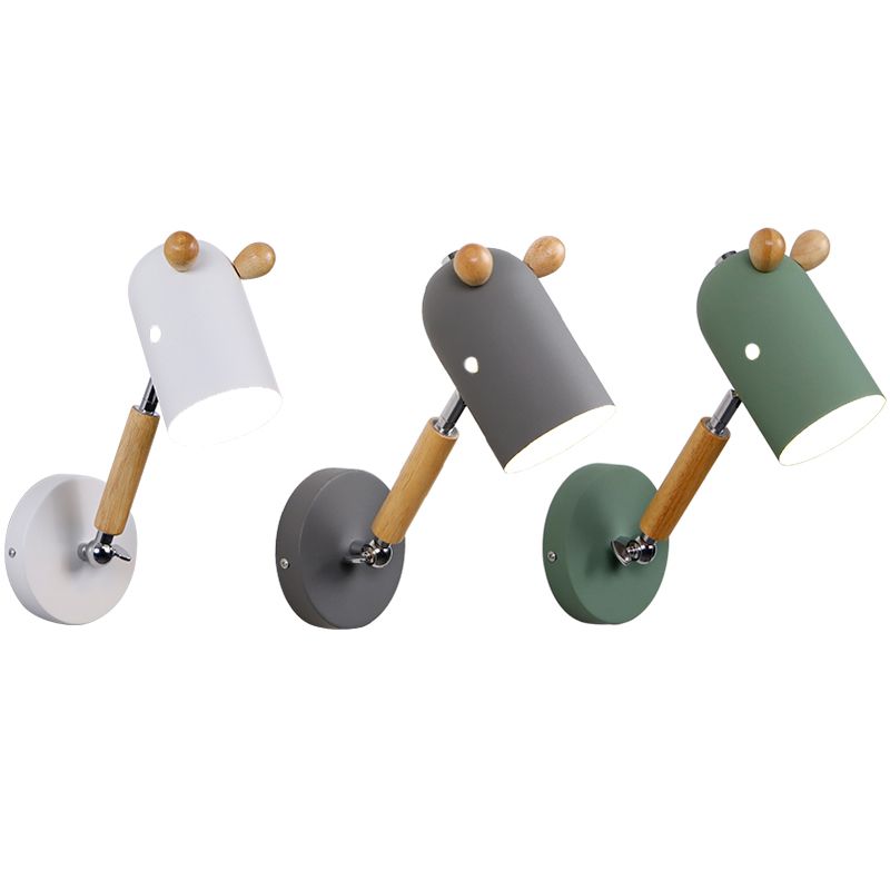 Nordic Deer Wall Lighting Fixture Metal 1 Bulb Bedroom Reading Lamp with Swing Arm