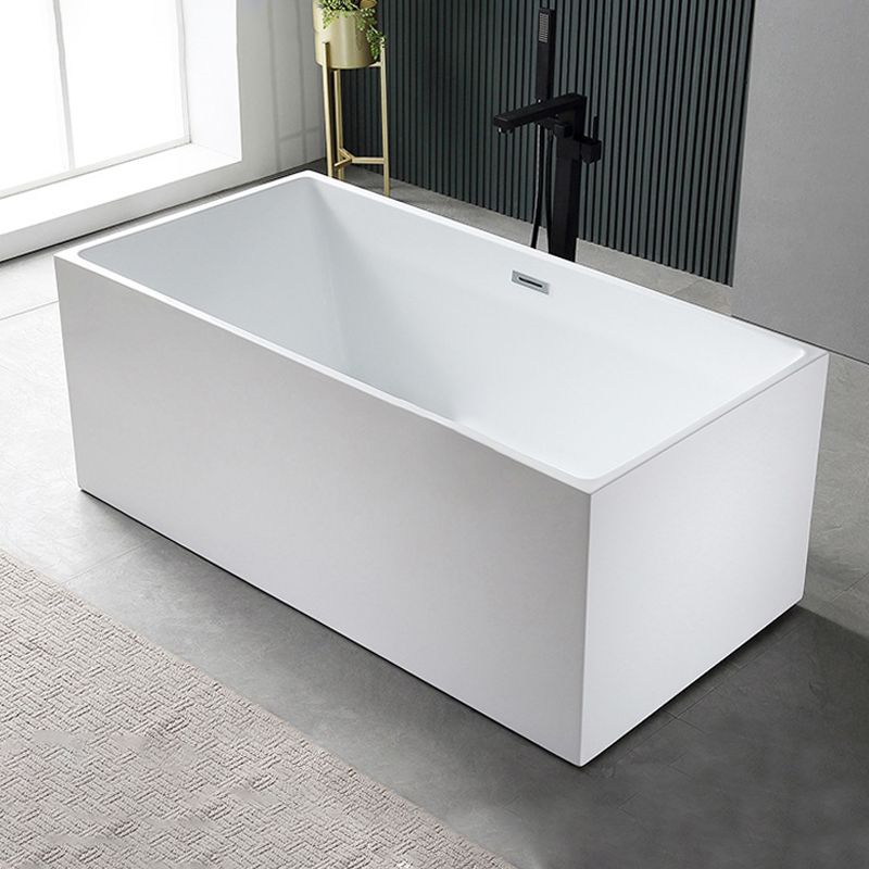 Flat bottom Acrylic Bathtub Soaking White Internal Drain Tub