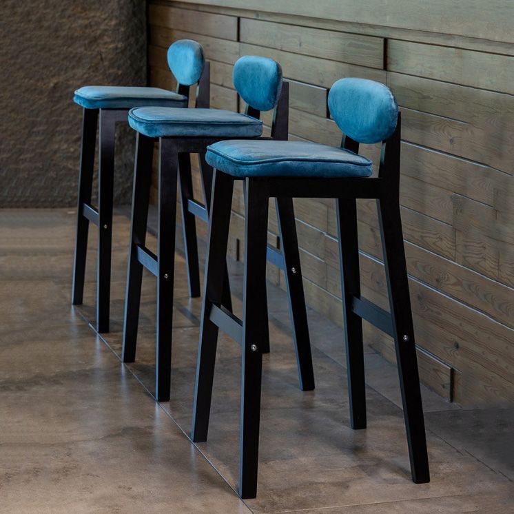 Contemporary Bar-stool Square Counter Bar Stool with Wooden Legs for Kitchen
