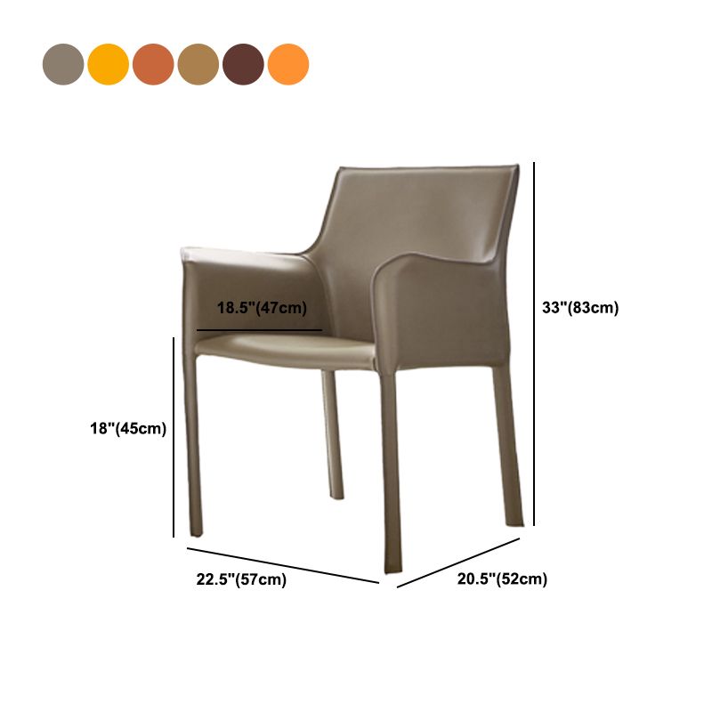 Modern Arm Dining Chair Faux Leather Low Back Dining Side Chair