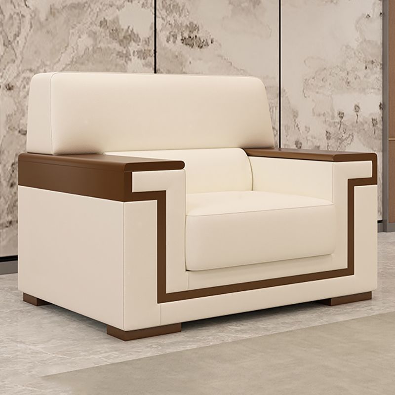 Contemporary Tight Back Standard Sofa 35.43"High Square Arm Sofa, Beige