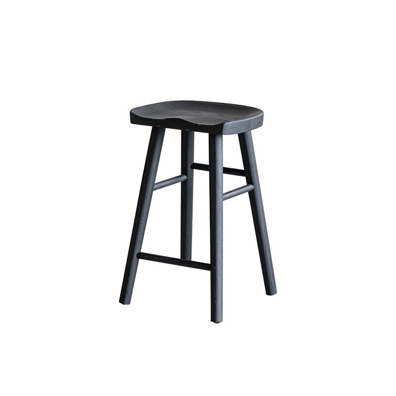 Modern Style Counter Stool Black Solid Wood Bar Stool for Indoor