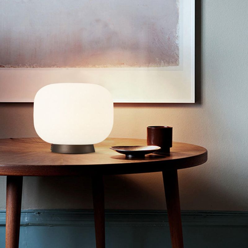 1 Kopf Wohnzimmertisch Beleuchtung Modernismus weiße Nachtlampe mit Drum Acrylschatten