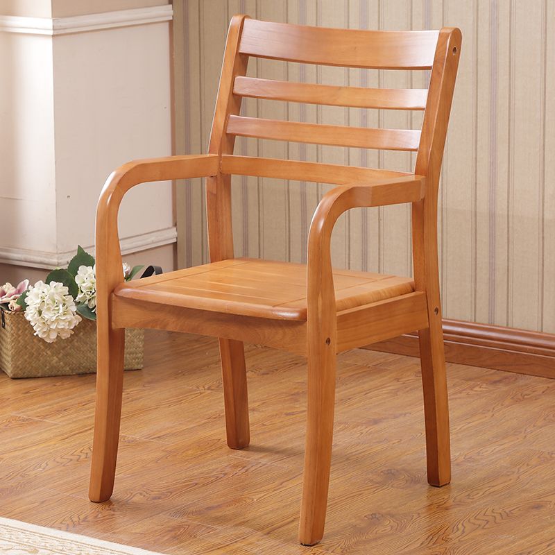 Sillón de comedor tradicional con respaldo de escalera de madera, sillón de comedor individual