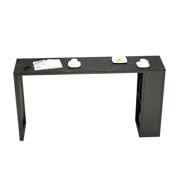 Rectangle Bar Height Pub Table Storage Shelf Sintered Stone Bistro Table